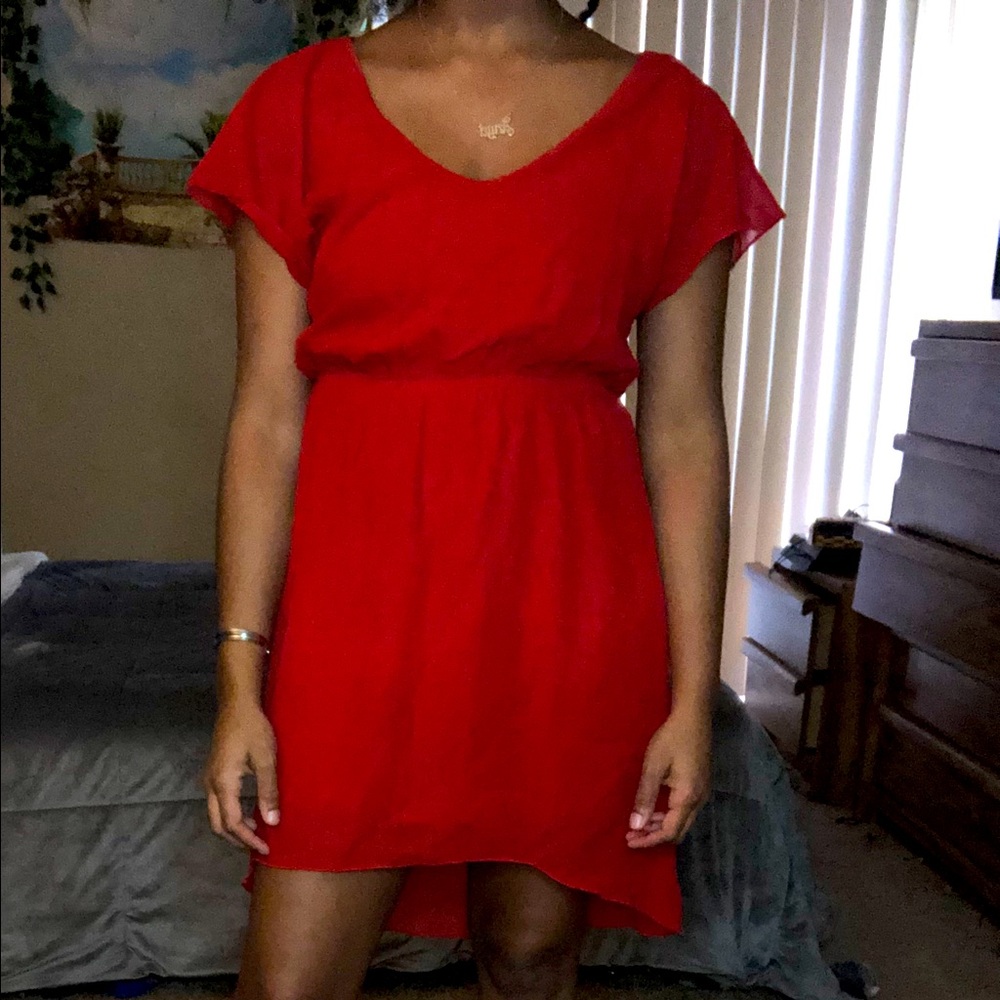 Red flowy dress